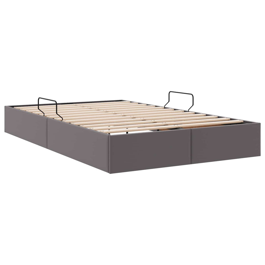 Ottoman Sengestel med opbevaring Grå 120 x 190 cm Faux læder