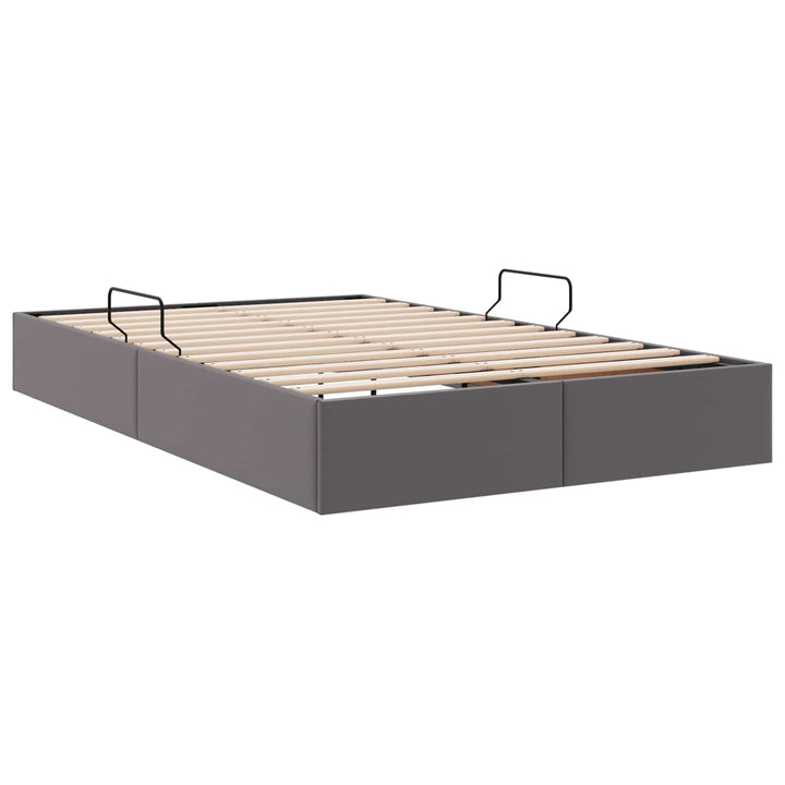 Ottoman Sengestel med opbevaring Grå 120 x 190 cm Faux læder