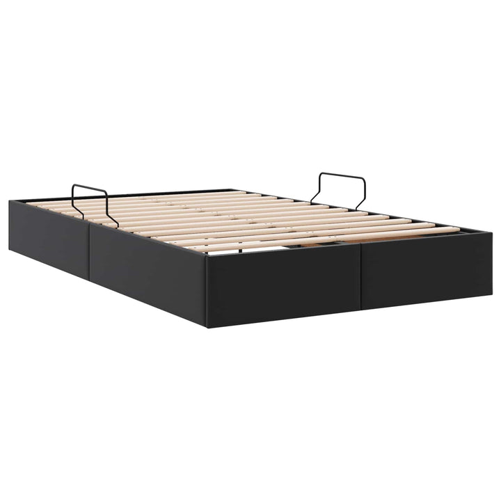 Ottoman Sengestel med opbevaring Sort 120 x 200 cm Faux læder