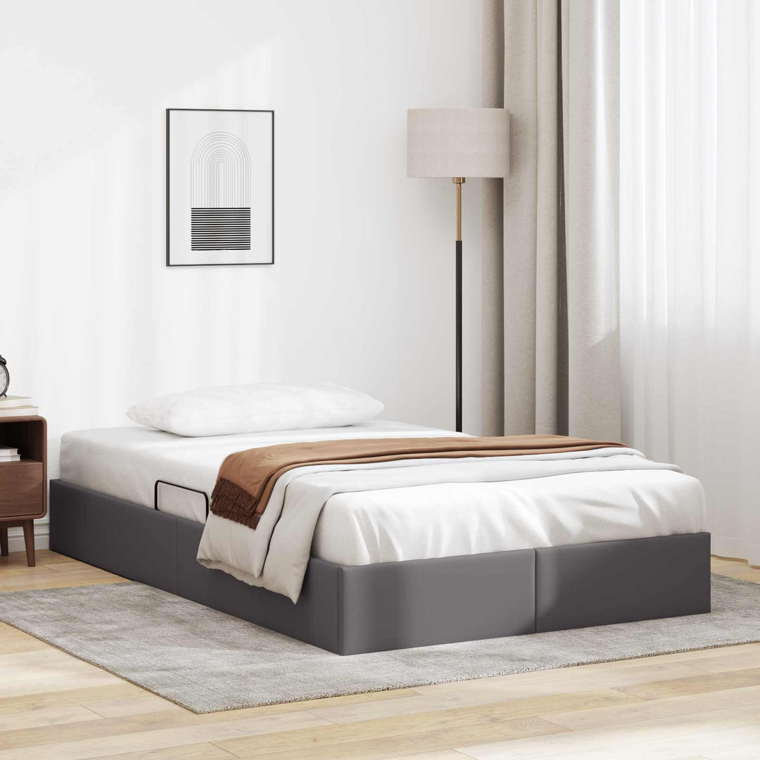 Ottoman Sengestel med opbevaring Grå 120 x 200 cm Faux læder