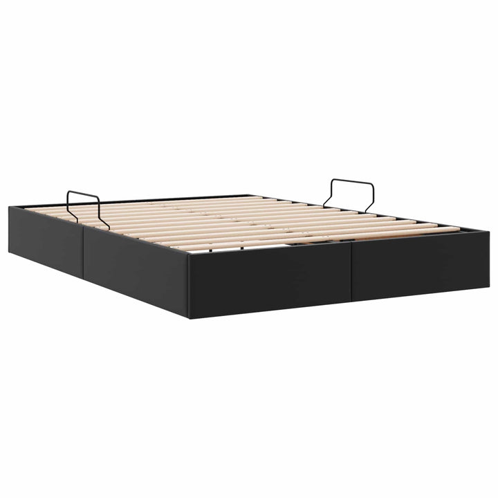 Ottoman Sengestel med opbevaring Sort 140 x 190 cm Faux læder