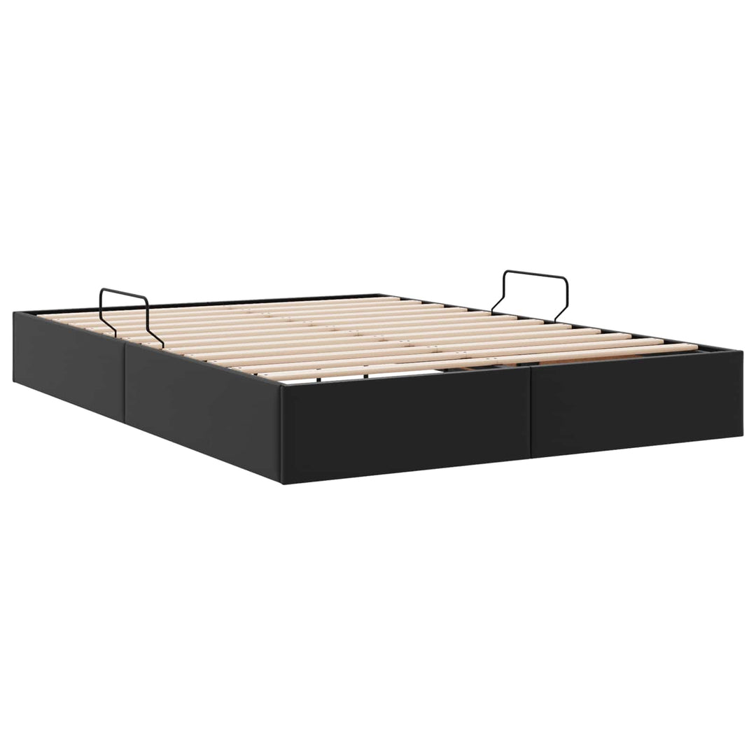 Ottoman Sengestel med opbevaring Sort 140 x 190 cm Faux læder