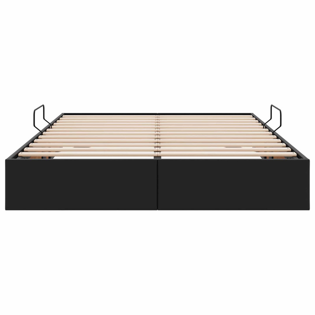 Ottoman Sengestel med opbevaring Sort 140 x 190 cm Faux læder