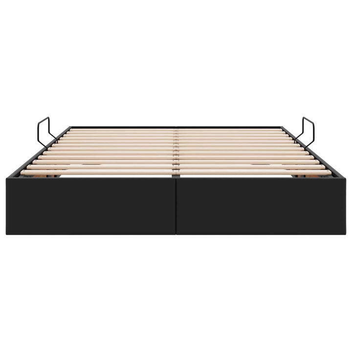 Ottoman Sengestel med opbevaring Sort 140 x 190 cm Faux læder