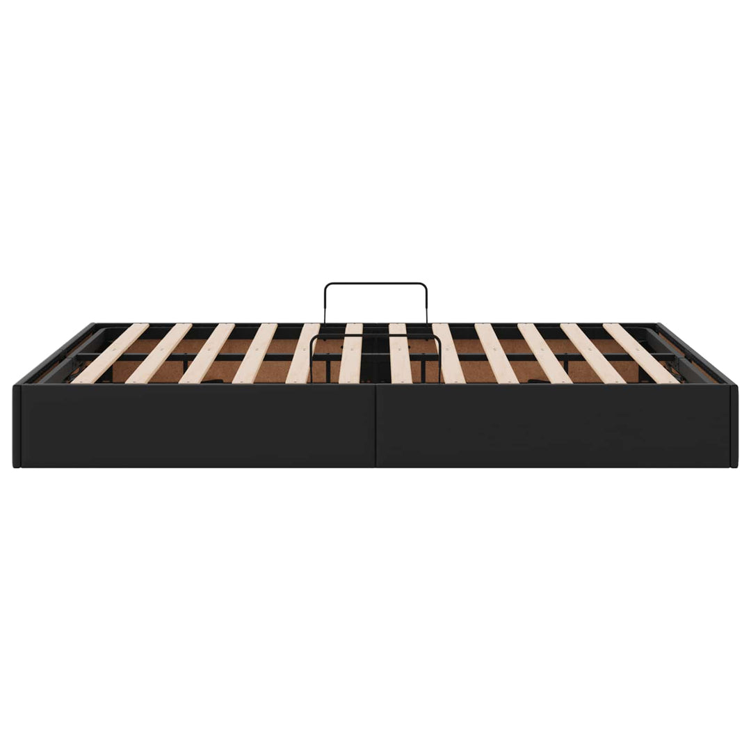 Ottoman Sengestel med opbevaring Sort 140 x 190 cm Faux læder