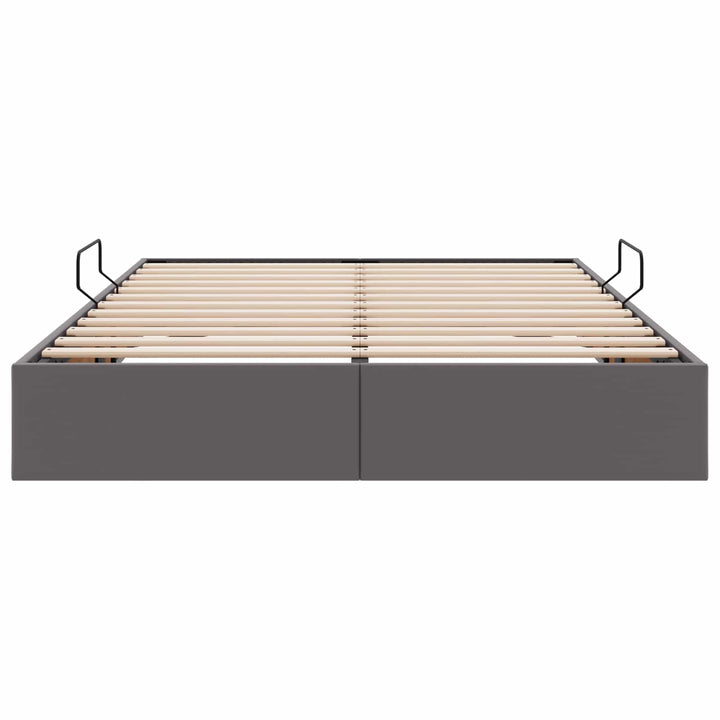 Ottoman Sengestel med opbevaring Grå 140 x 190 cm Faux læder