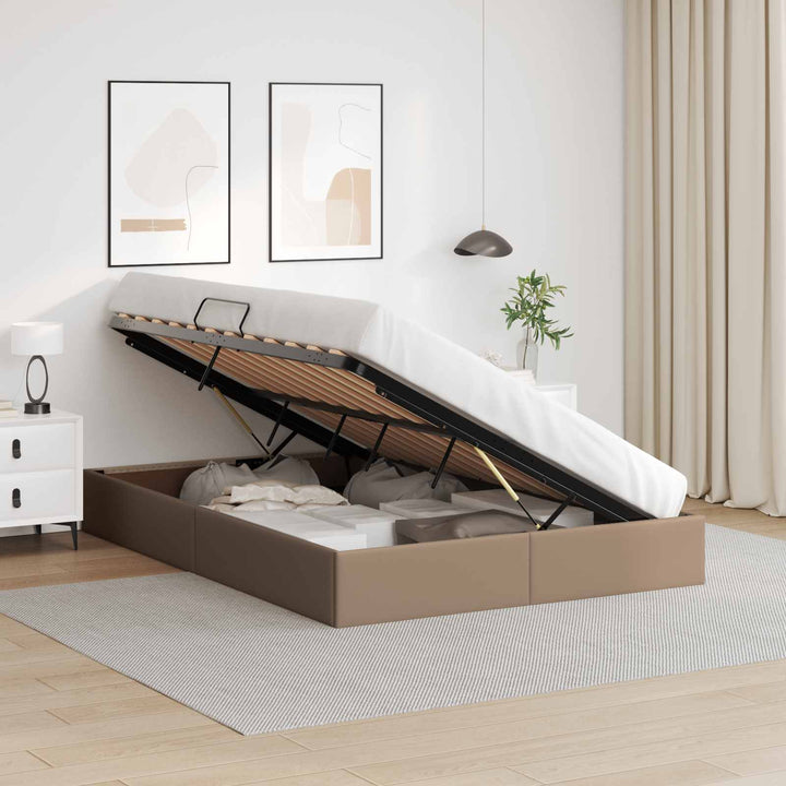 Ottoman Sengestel Cappuccino 140 x 190 cm Faux læder