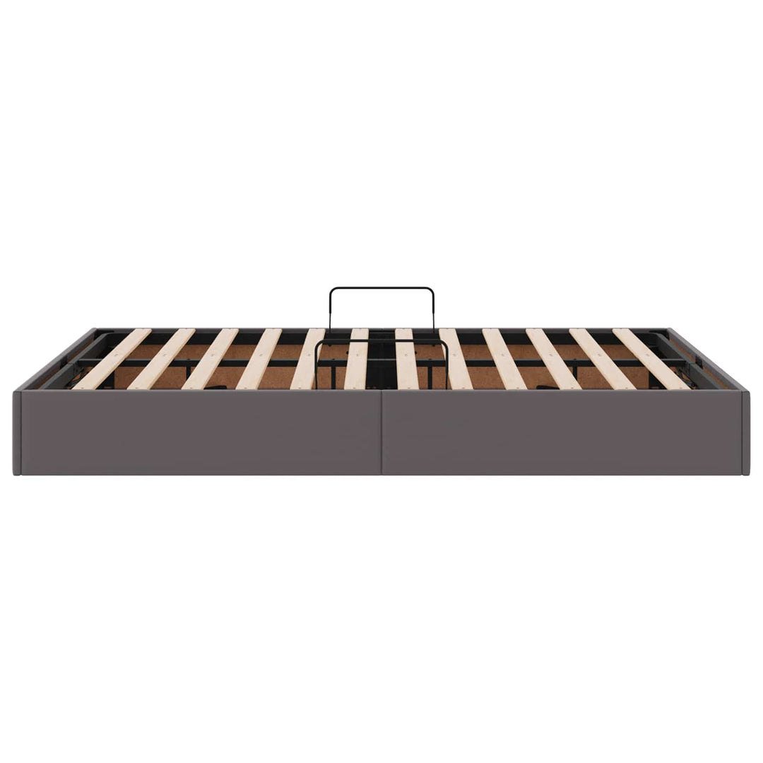 Ottoman Sengestel med opbevaring Grå 140 x 200 cm Faux læder