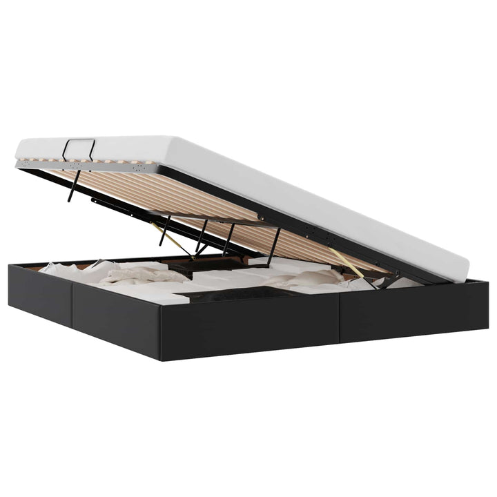 Ottoman Sengestel med opbevaring Sort 160 x 200 cm Faux læder