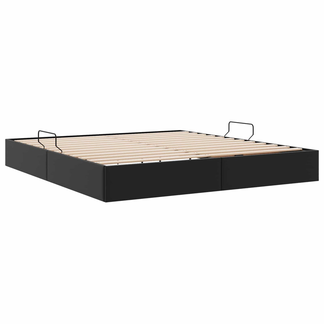 Ottoman Sengestel med opbevaring Sort 160 x 200 cm Faux læder
