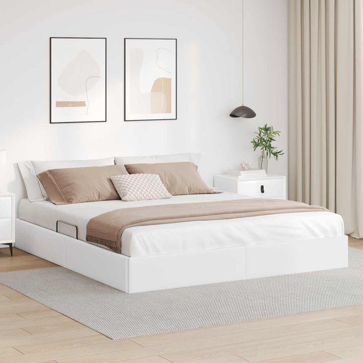 Ottoman Sengestel Ren Hvid 160 x 200 cm Faux læder