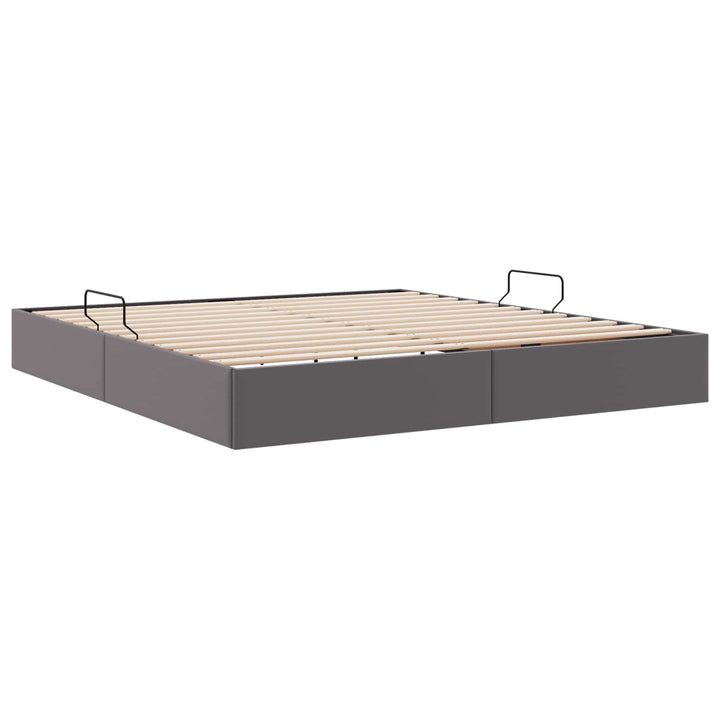Ottoman Sengestel med opbevaring Grå 160 x 200 cm Faux læder