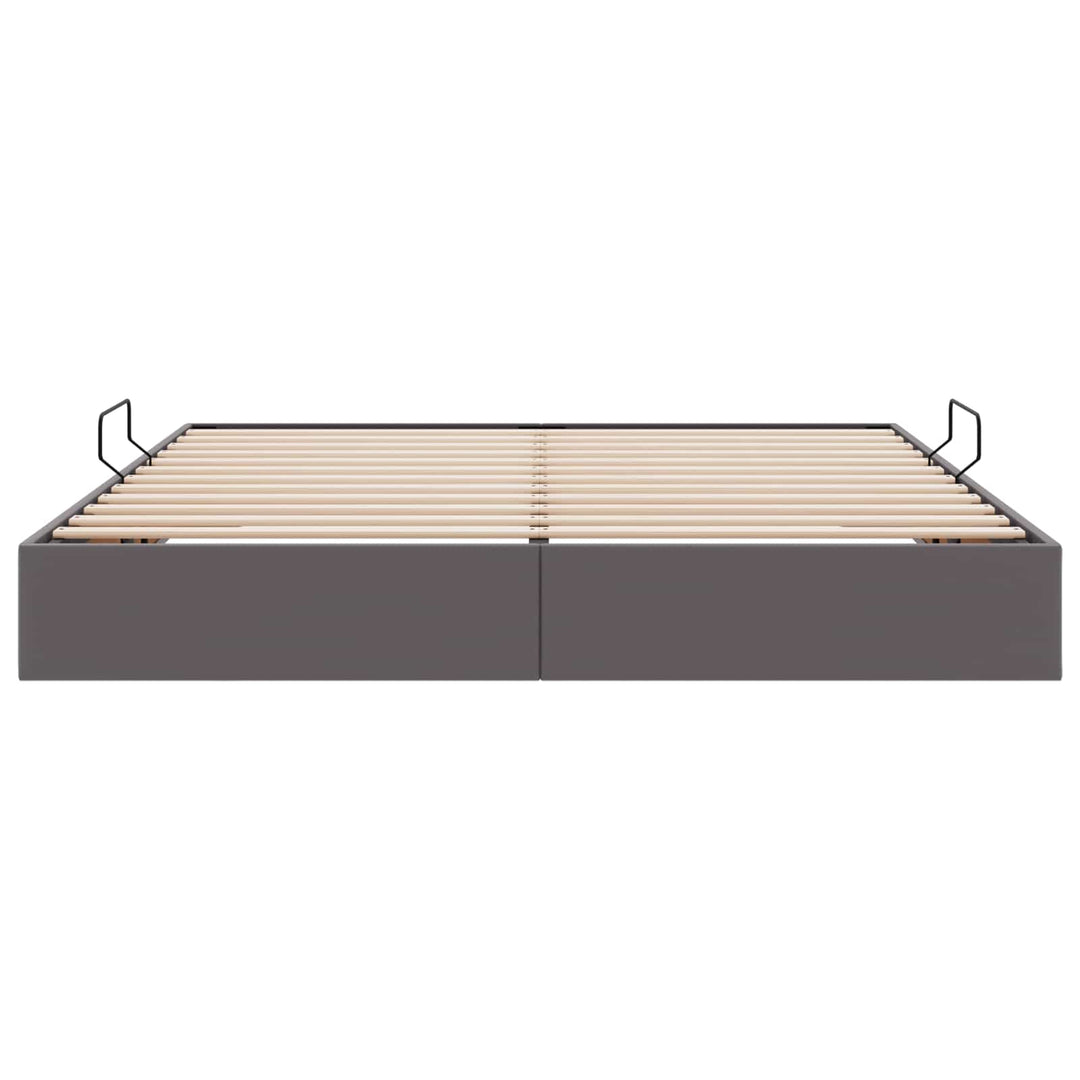 Ottoman Sengestel med opbevaring Grå 160 x 200 cm Faux læder