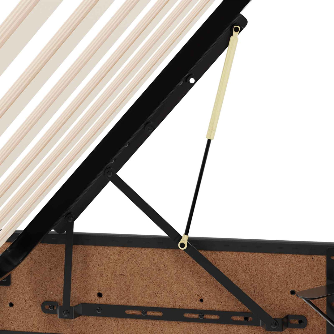 Ottoman Sengestel med opbevaring Sort 180 x 200 cm Faux læder