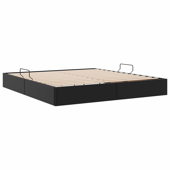 Ottoman Sengestel med opbevaring Sort 180 x 200 cm Faux læder