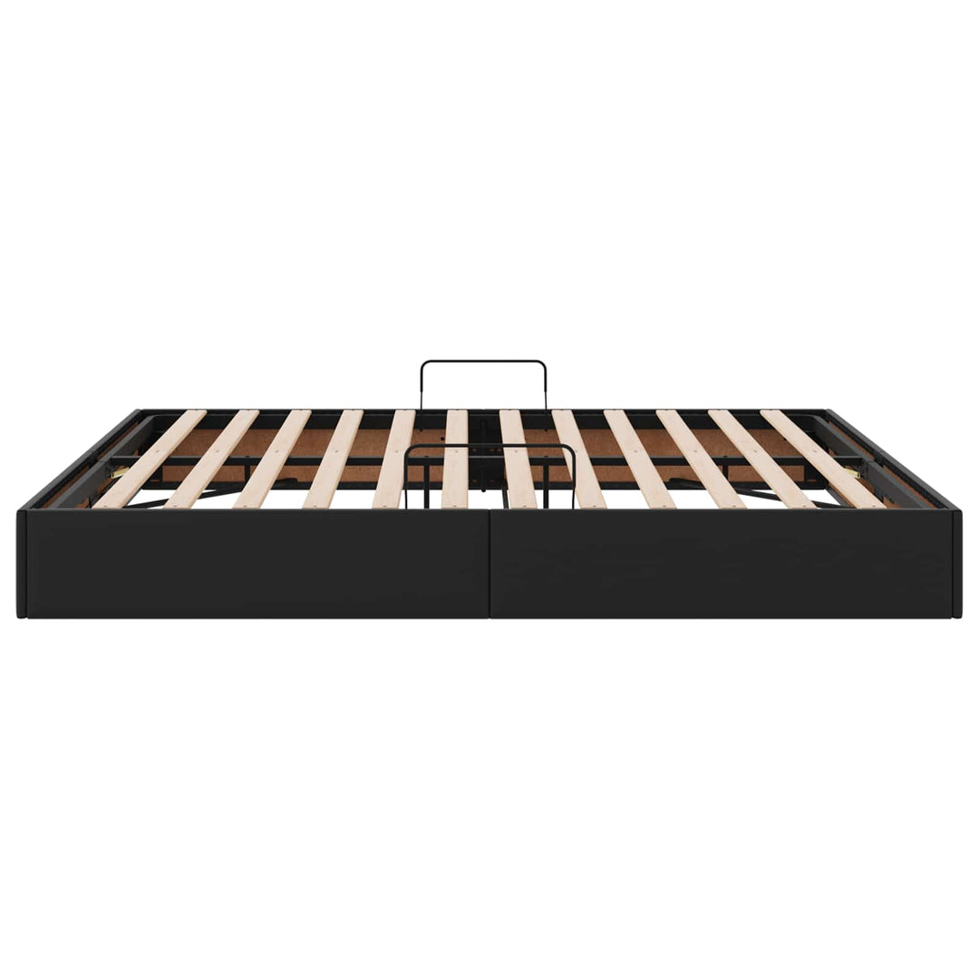 Ottoman Sengestel med opbevaring Sort 180 x 200 cm Faux læder