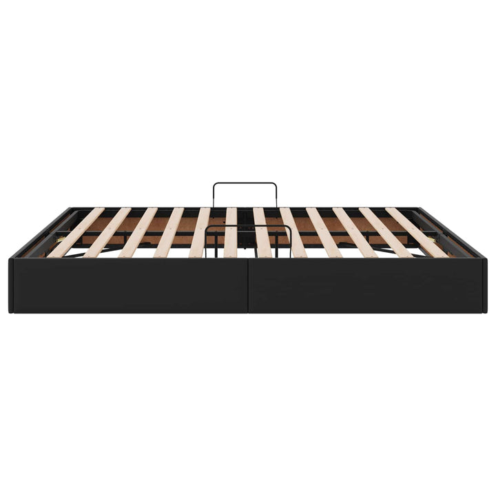 Ottoman Sengestel med opbevaring Sort 180 x 200 cm Faux læder