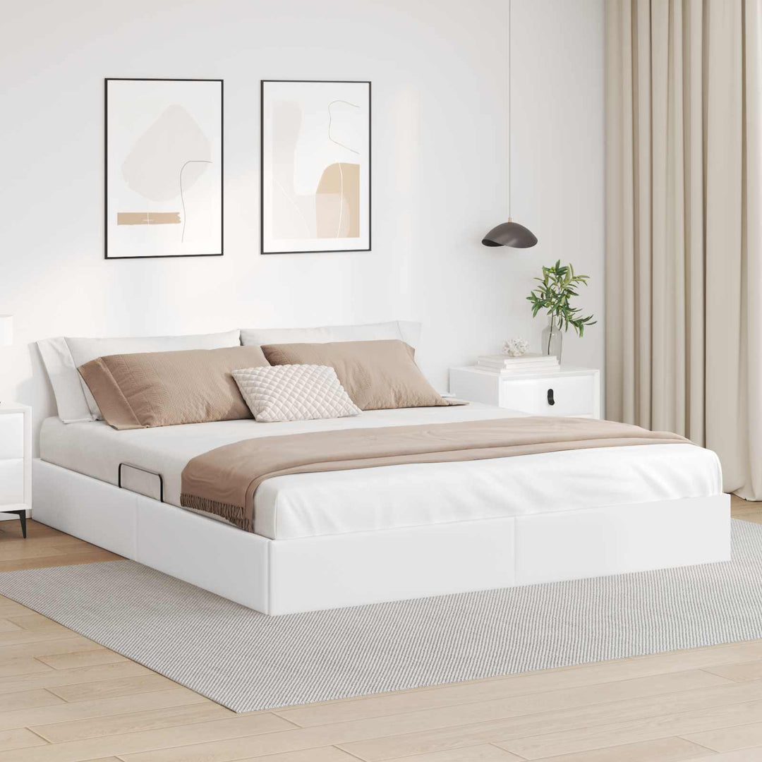 Ottoman Sengestel Ren Hvid 180 x 200 cm Faux læder