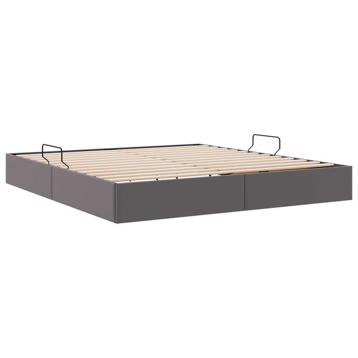 Ottoman Sengestel med opbevaring Grå 180 x 200 cm Faux læder