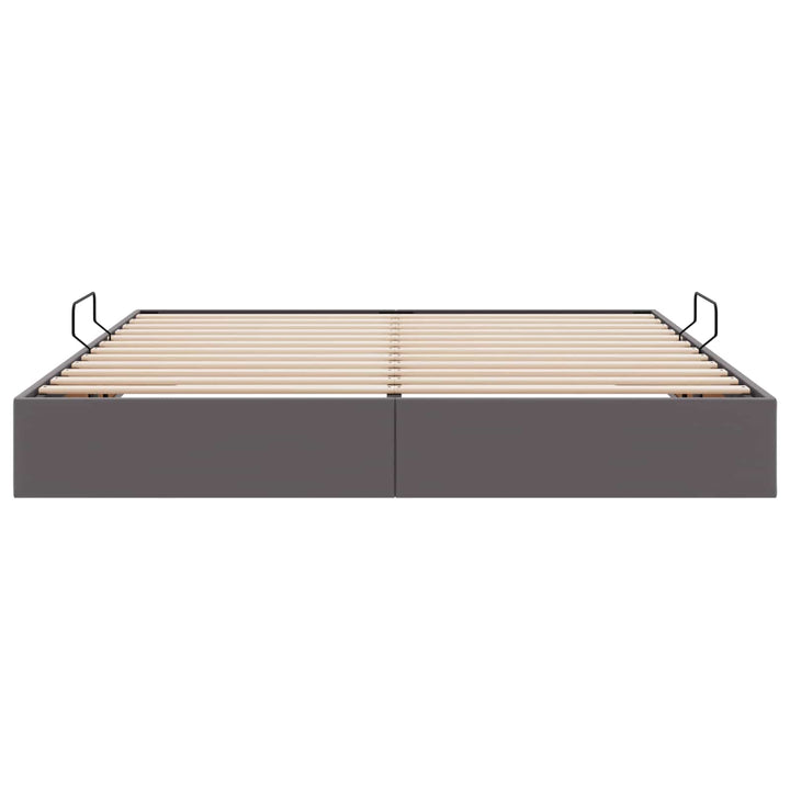 Ottoman Sengestel med opbevaring Grå 180 x 200 cm Faux læder