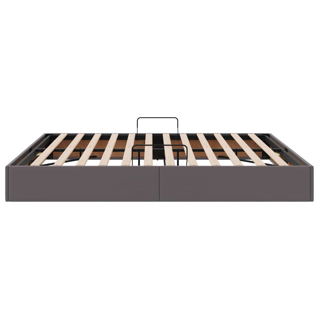 Ottoman Sengestel med opbevaring Grå 180 x 200 cm Faux læder