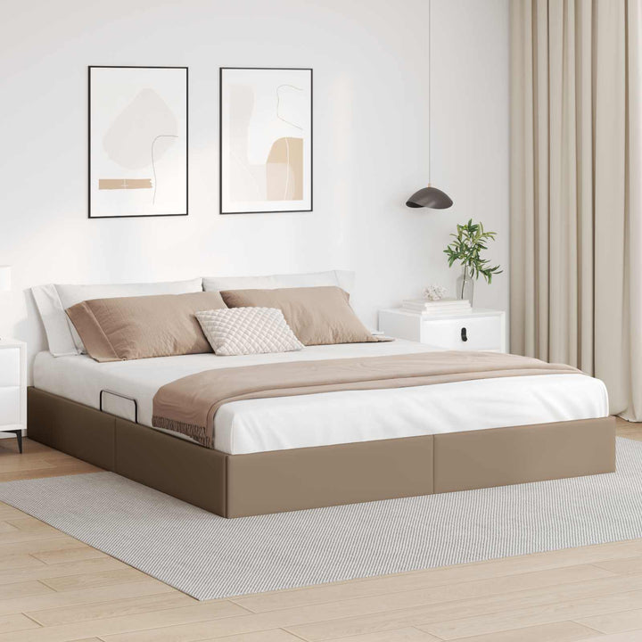 Ottoman Sengestel Cappuccino 180 x 200 cm Faux læder