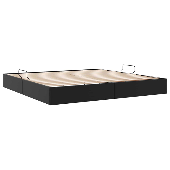 Ottoman Sengestel med opbevaring Sort 200 x 200 cm Faux læder