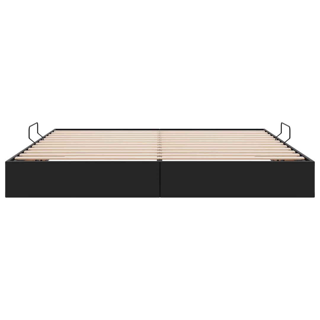 Ottoman Sengestel med opbevaring Sort 200 x 200 cm Faux læder