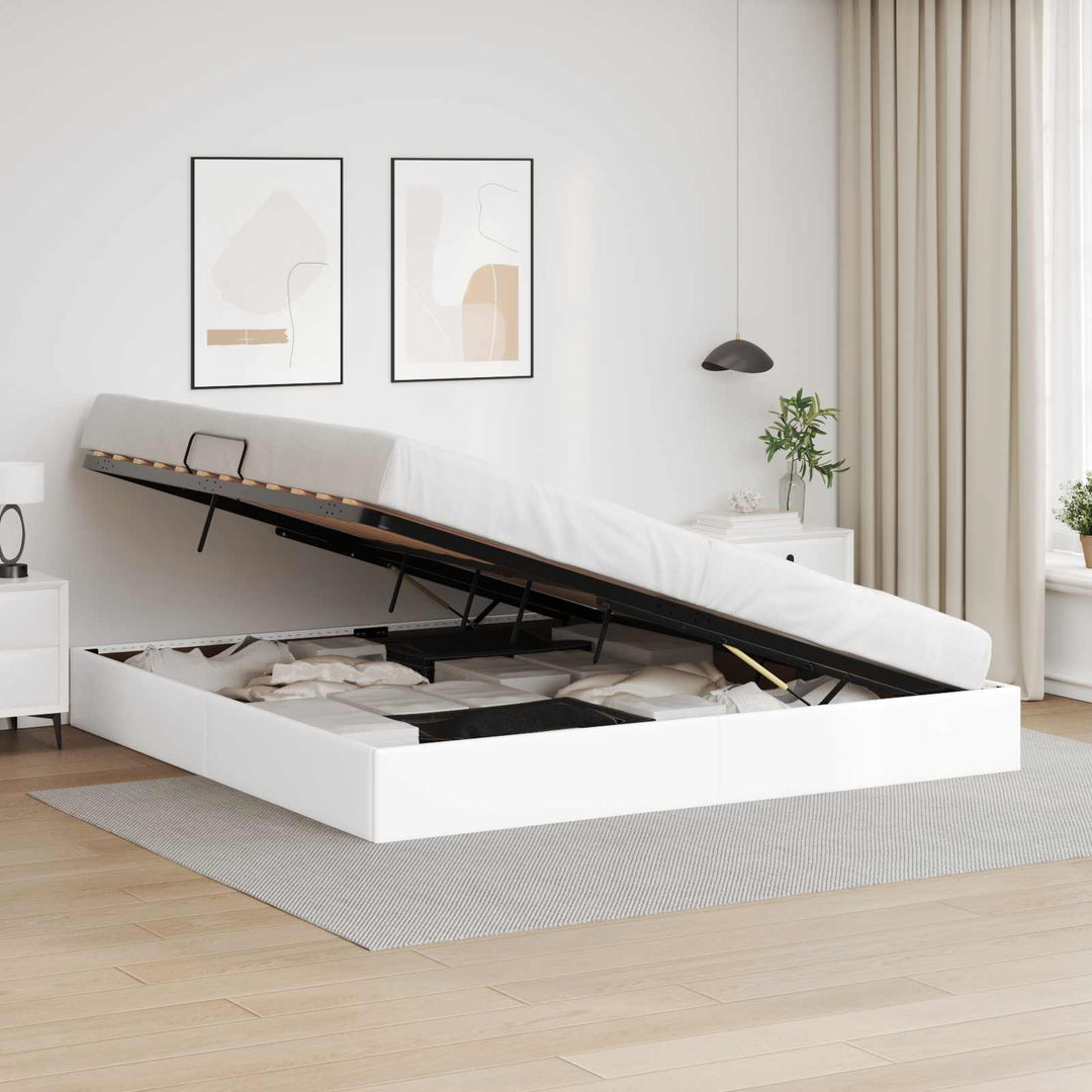 Ottoman Sengestel Ren Hvid 200 x 200 cm Faux læder