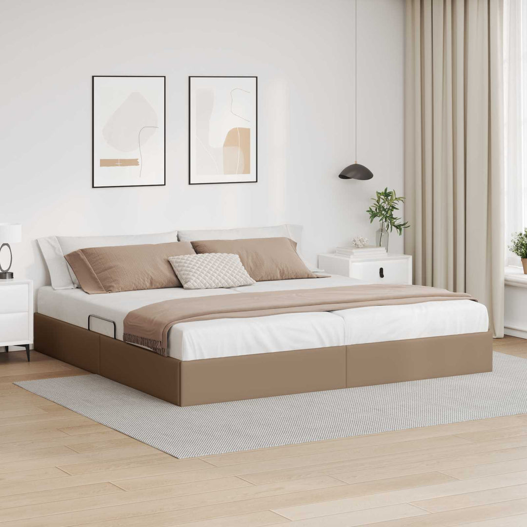 Ottoman Sengestel Cappuccino 200 x 200 cm Faux læder