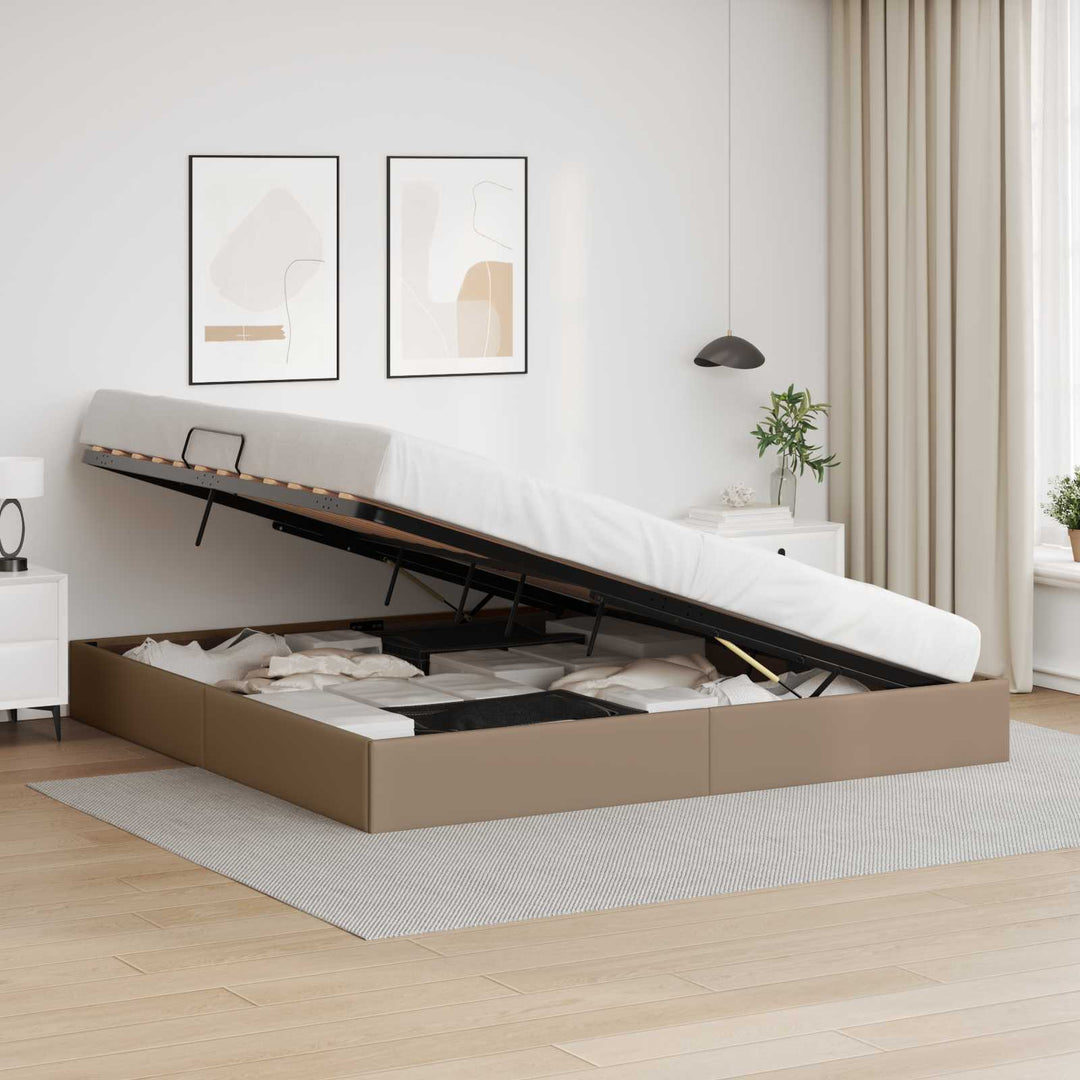 Ottoman Sengestel Cappuccino 200 x 200 cm Faux læder