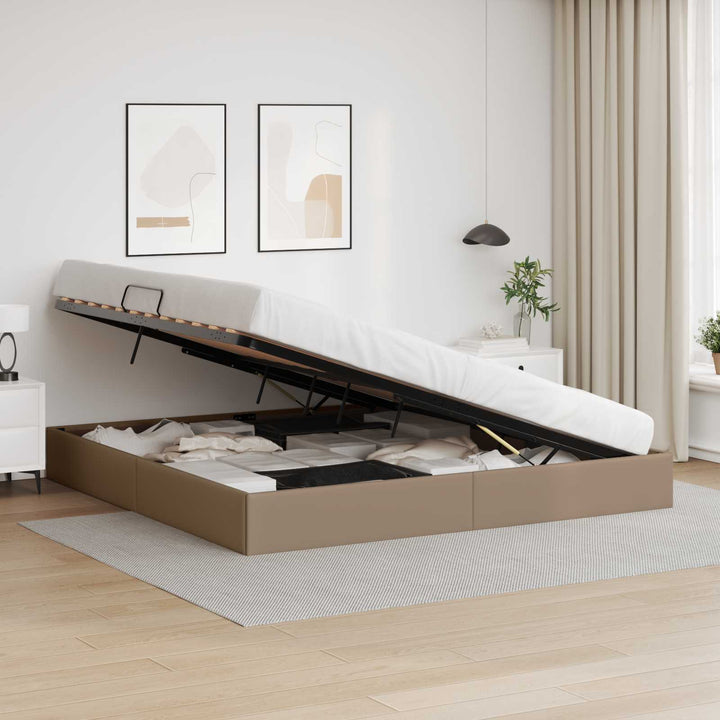Ottoman Sengestel Cappuccino 200 x 200 cm Faux læder