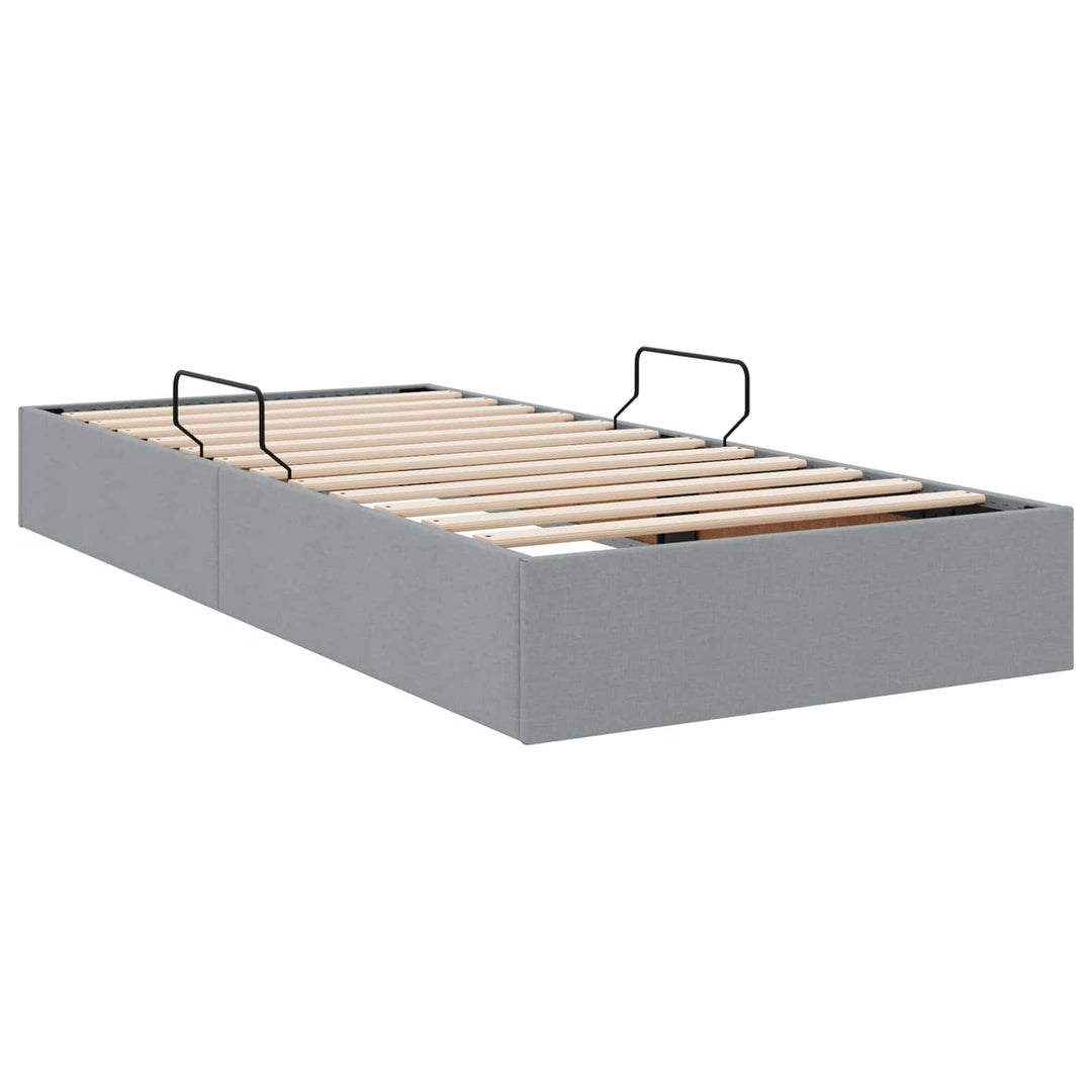 Ottoman Sengestel med opbevaring Lysegrå 90 x 190 cm Stof