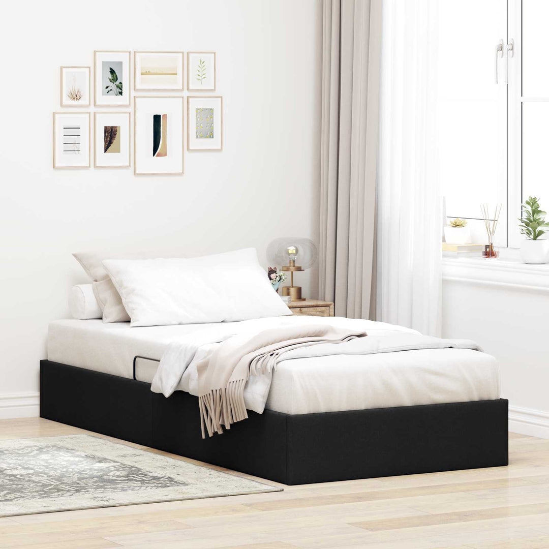 Ottoman Sengestel med opbevaring Sort 90 x 190 cm Stof