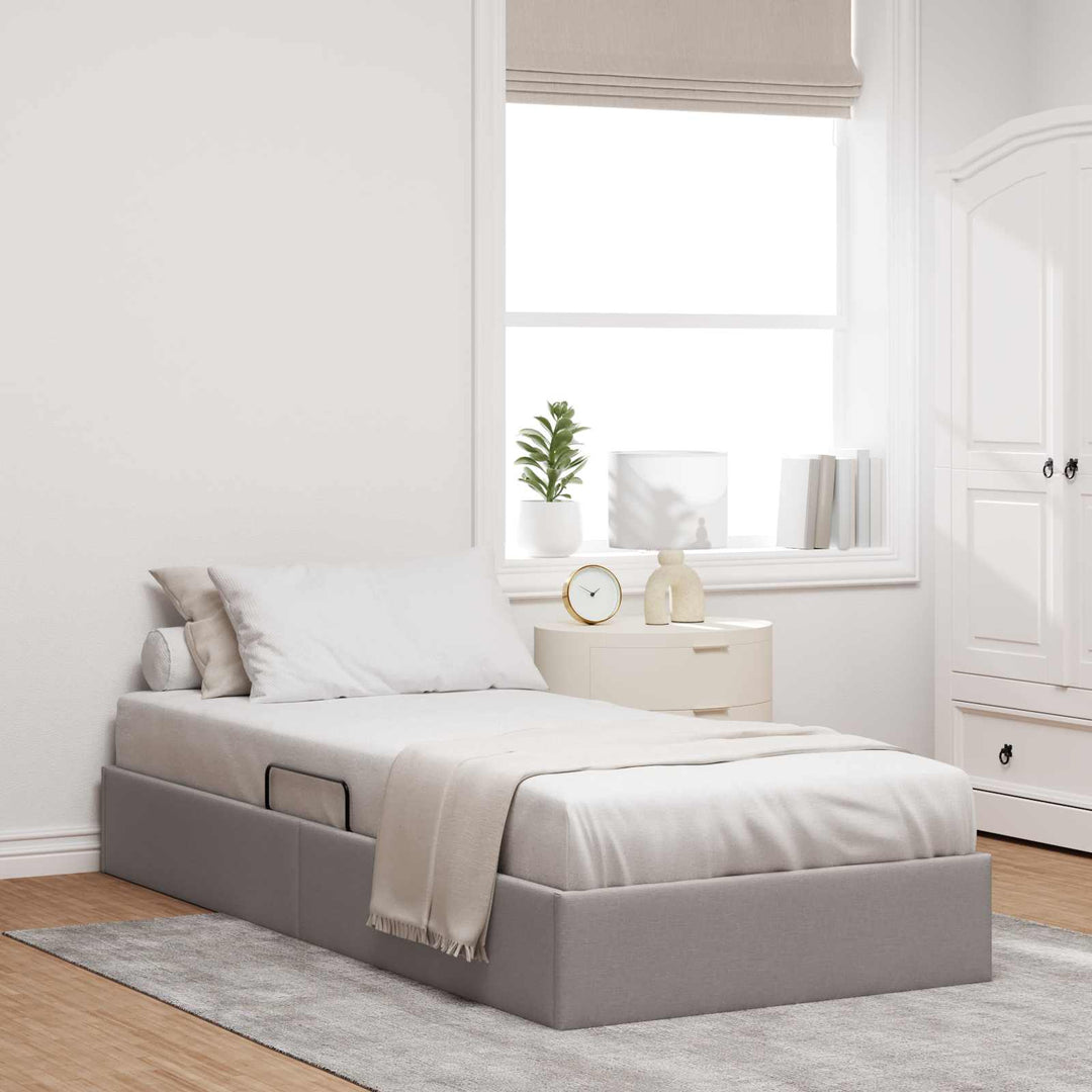 Ottoman Sengestel med opbevaring Gråbrun 90 x 190 cm Stof