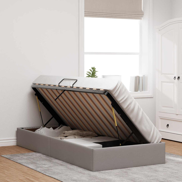 Ottoman Sengestel med opbevaring Gråbrun 90 x 190 cm Stof