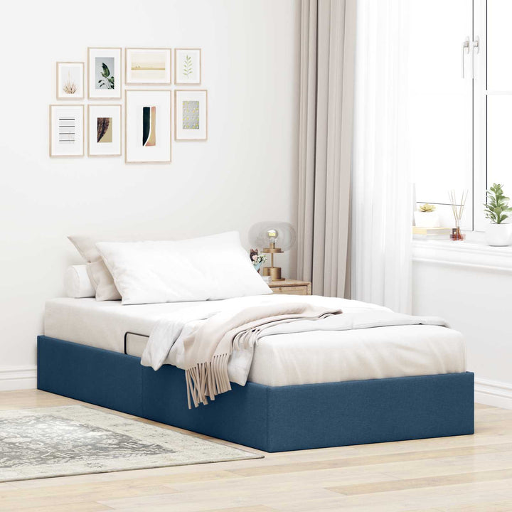 Ottoman Sengestel med opbevaring Blå 90 x 190 cm Stof