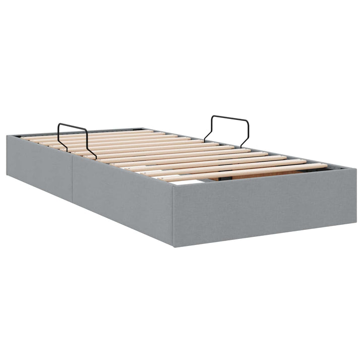 Ottoman Sengestel med opbevaring Lysegrå 90 x 200 cm Stof