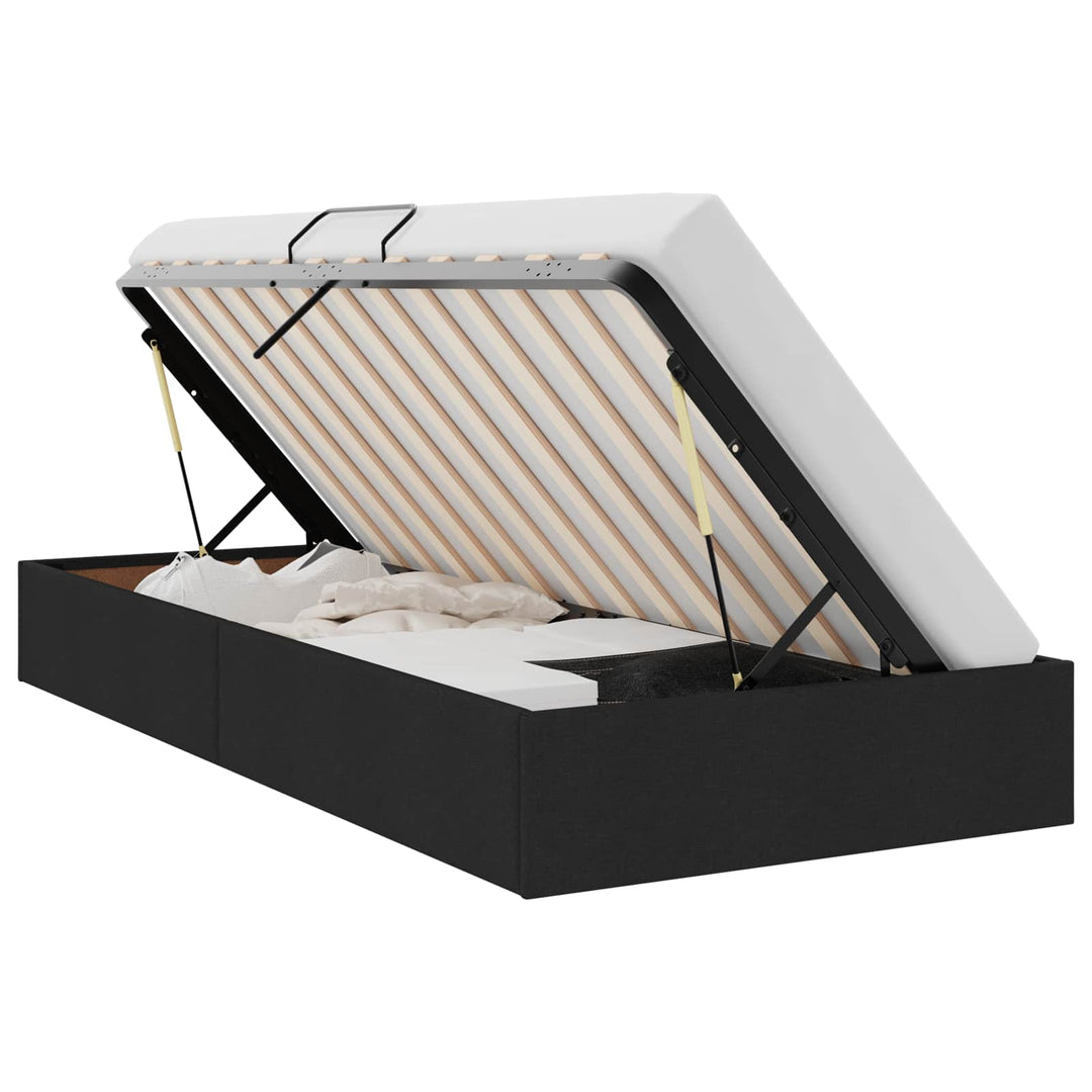 Ottoman Sengestel med opbevaring Sort 90 x 200 cm Stof