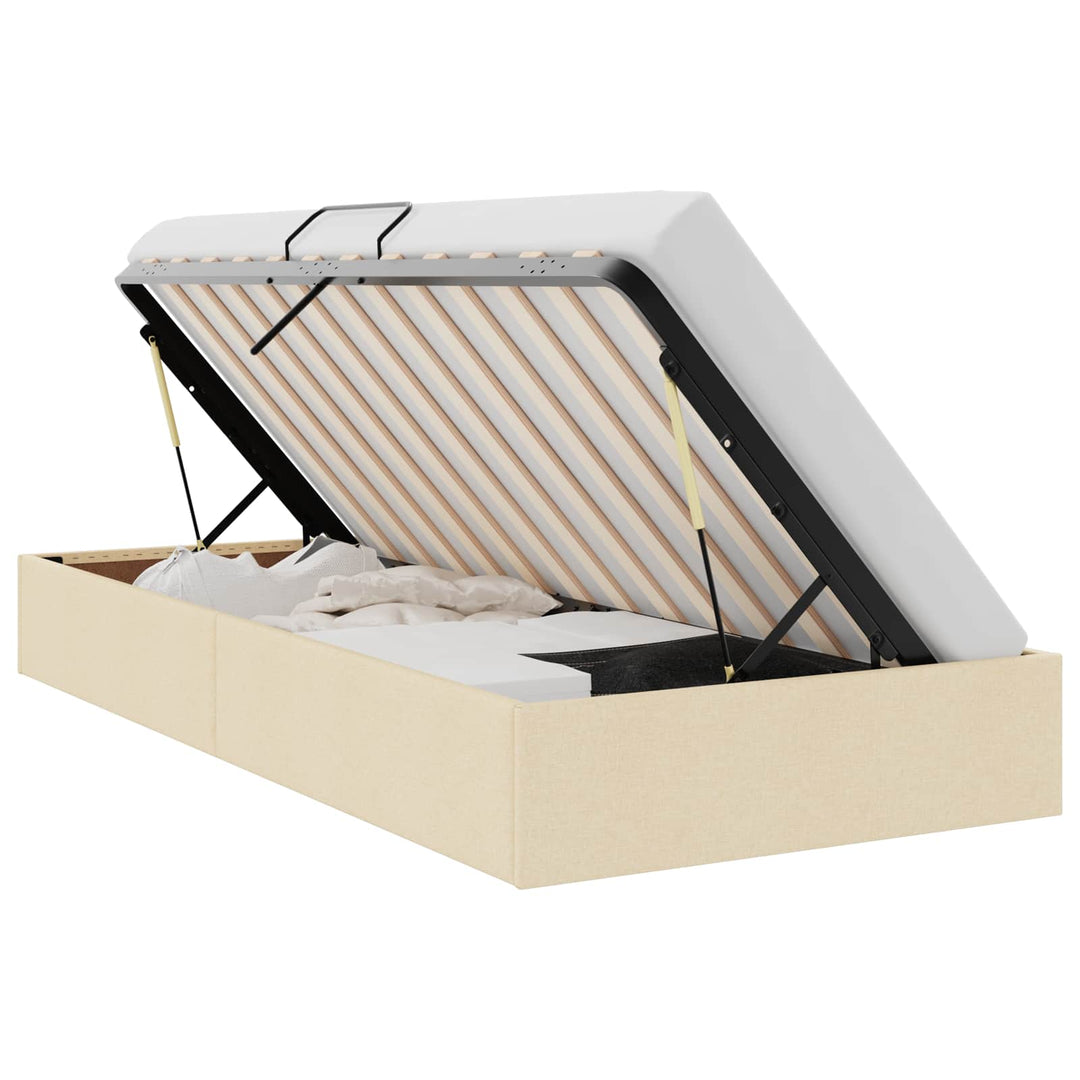 Ottoman Sengestel med opbevaring Creme 90 x 200 cm Stof