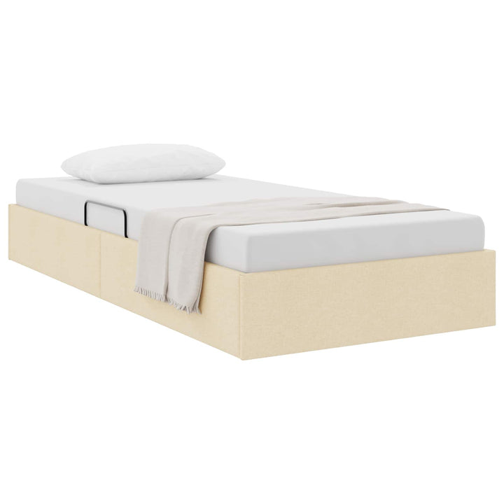 Ottoman Sengestel med opbevaring Creme 90 x 200 cm Stof