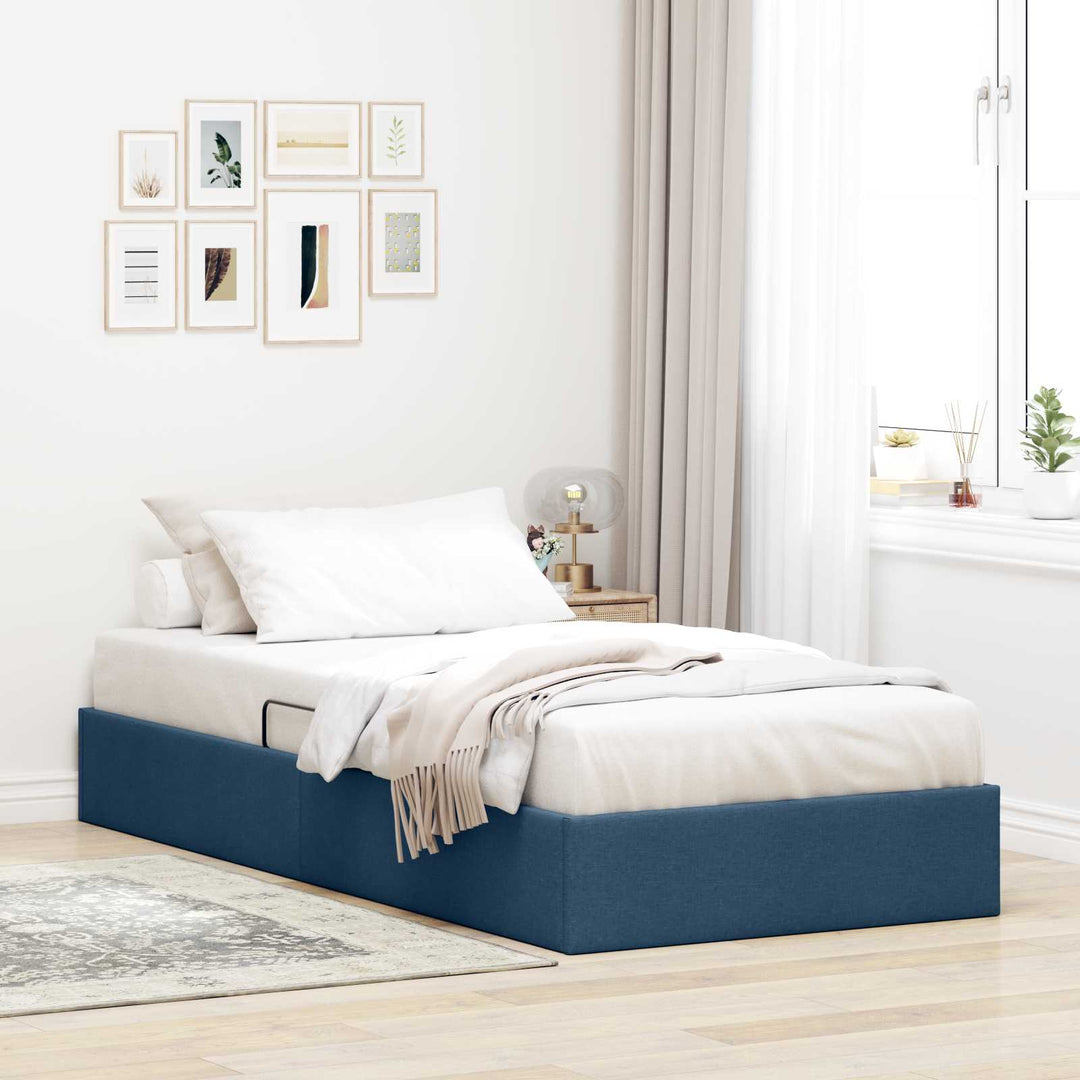 Ottoman Sengestel med opbevaring Blå 90 x 200 cm Stof