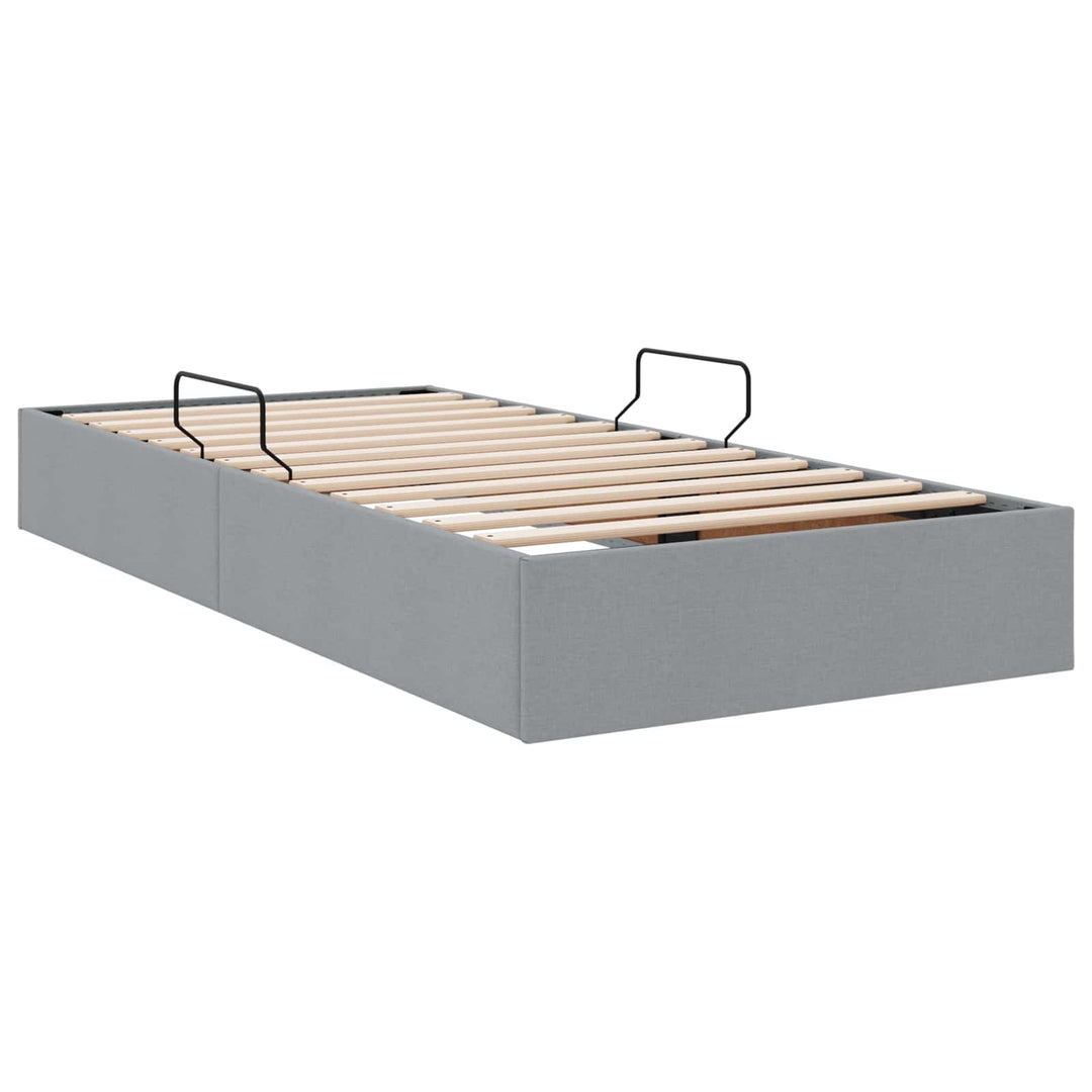 Ottoman Sengestel med opbevaring Lysegrå 100 x 200 cm Stof