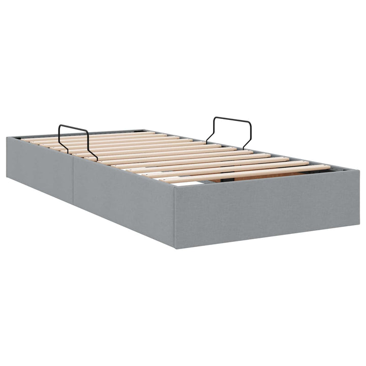 Ottoman Sengestel med opbevaring Lysegrå 100 x 200 cm Stof