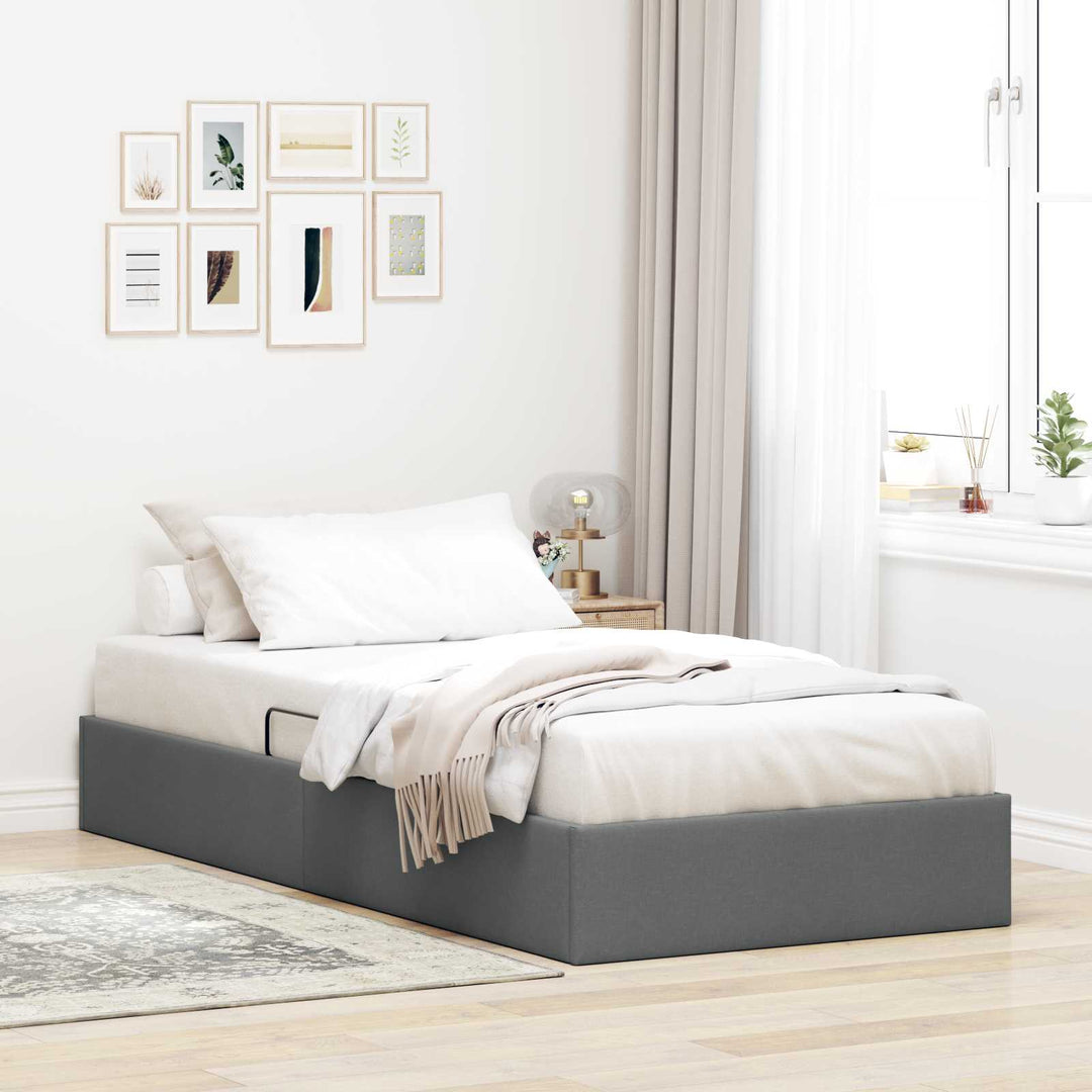Ottoman Sengestel med opbevaring Mørkegrå 100 x 200 cm Stof