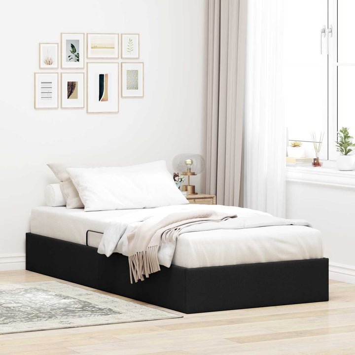 Ottoman Sengestel med opbevaring Sort 100 x 200 cm Stof