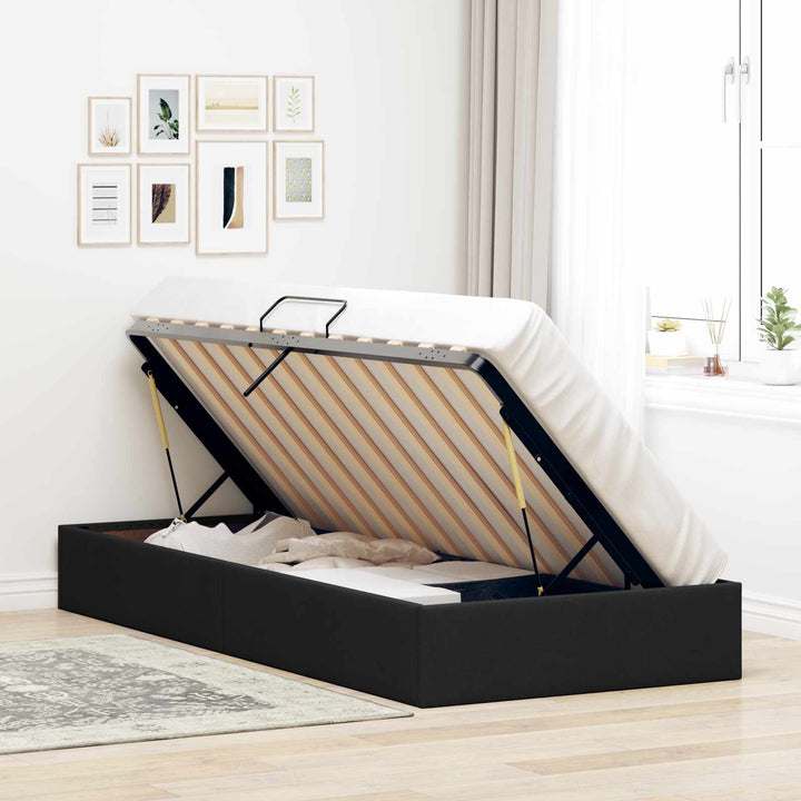 Ottoman Sengestel med opbevaring Sort 100 x 200 cm Stof