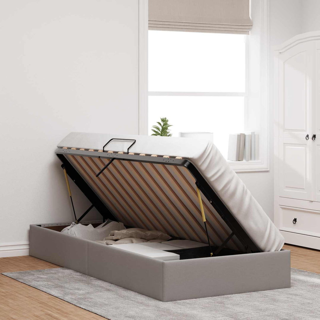 Ottoman Sengestel med opbevaring Gråbrun 100 x 200 cm Stof