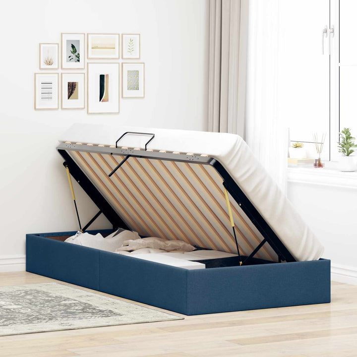 Ottoman Sengestel med opbevaring Blå 100 x 200 cm Stof