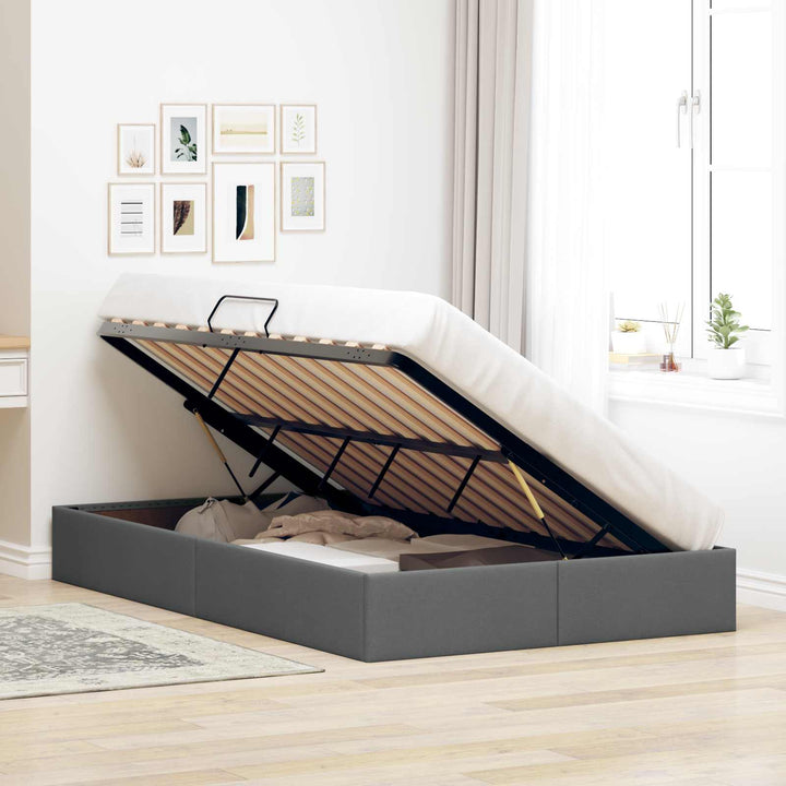 Ottoman Sengestel med opbevaring Mørkegrå 120 x 190 cm Stof
